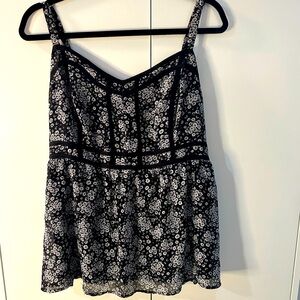 Torrid Floral Black and White Tank